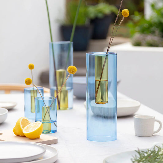 Vase Réversible Bleu et Jaune