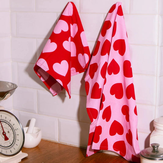 Set de 2 Torchons Love Rouge