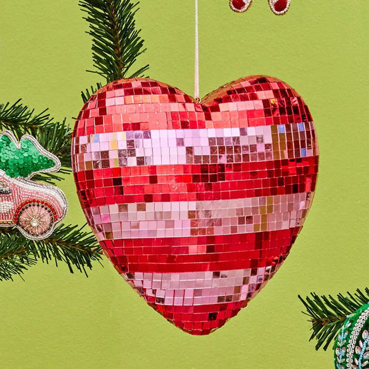 Coeur Disco Rose et Rouge Large