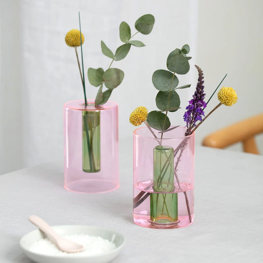 Mini Vase Réversible Rose et Vert