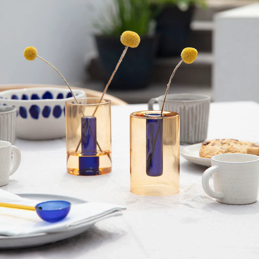 Mini Vase Réversible Pêche et Cobalt