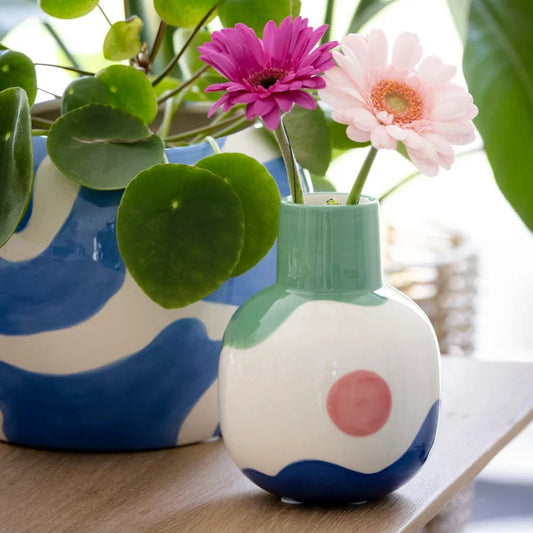 Vase Rosita Vert Rose Bleu Qué Rico - Doux Comme Nous
