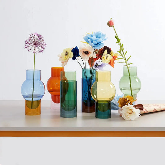 Vase Bubble Tube Large Vert et Rose