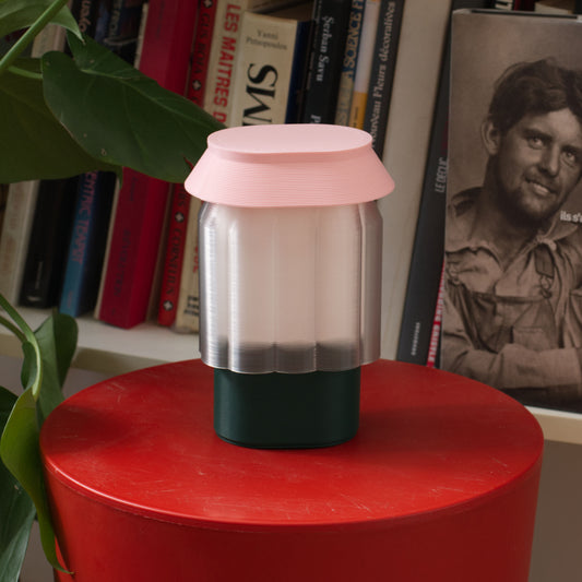 Lampe Nour Vert Forêt et Rose