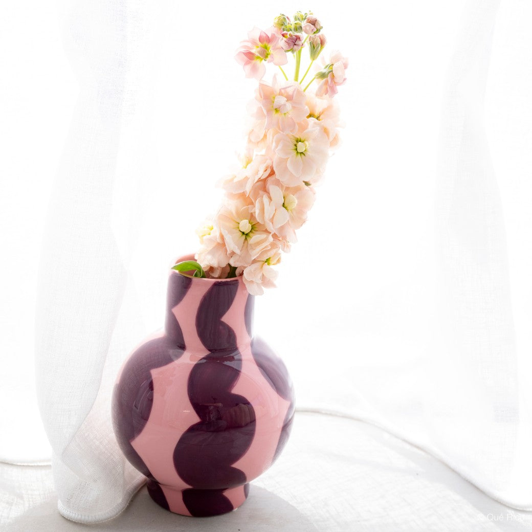 Vase Gaspar Wavy Bordeau et Rose