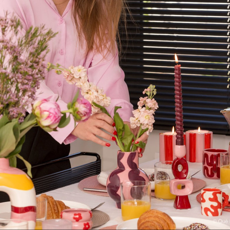 Vase Gaspar Wavy Bordeau et Rose