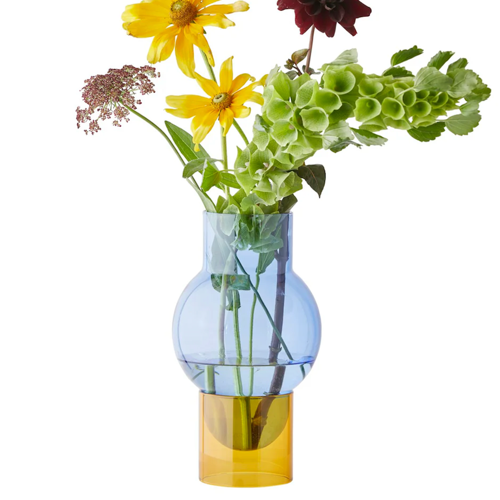Vase Bubble Tube Large Bleu et Jaune