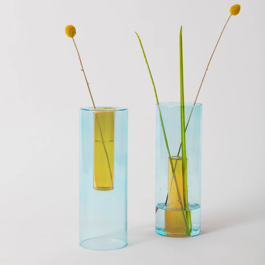 Vase Réversible Bleu et Jaune