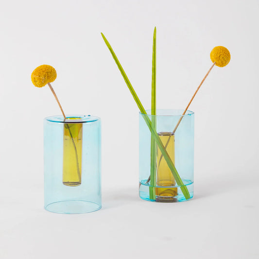 Mini Vase Réversible Bleu et Jaune