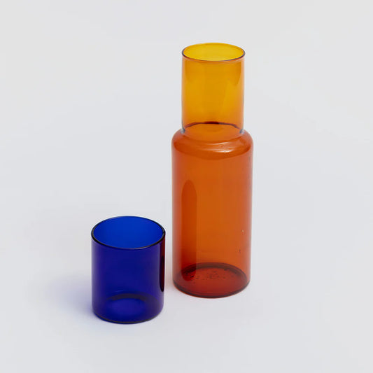 Carafe et Verre Duo Tone Ambre et Cobalt