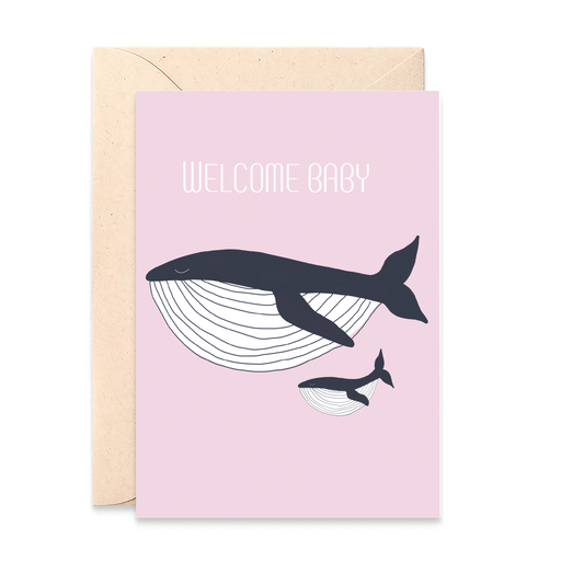 Carte Welcome Baby Baleines