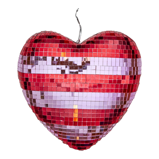 Coeur Disco Rose et Rouge Large