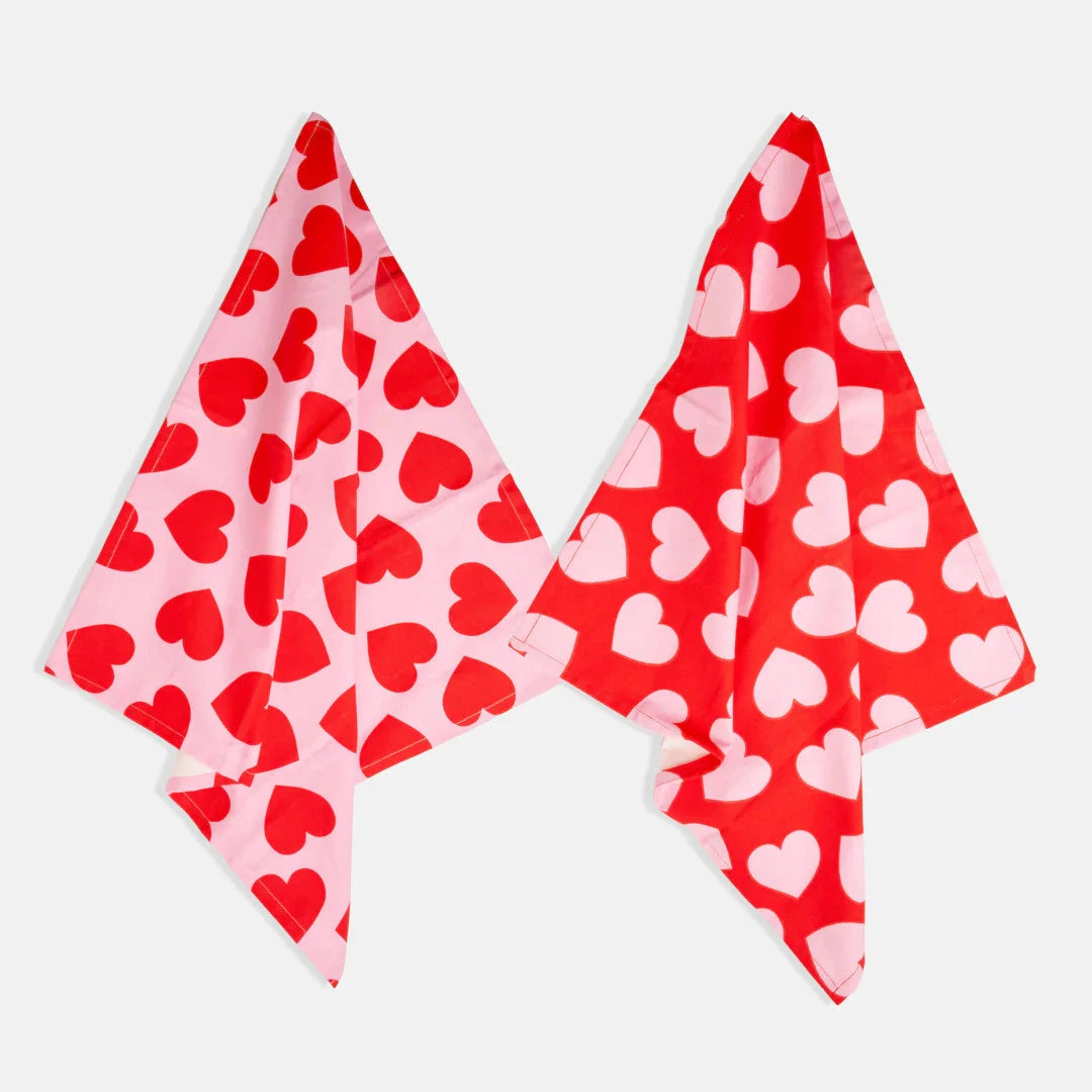 Set de 2 Torchons Love Rouge