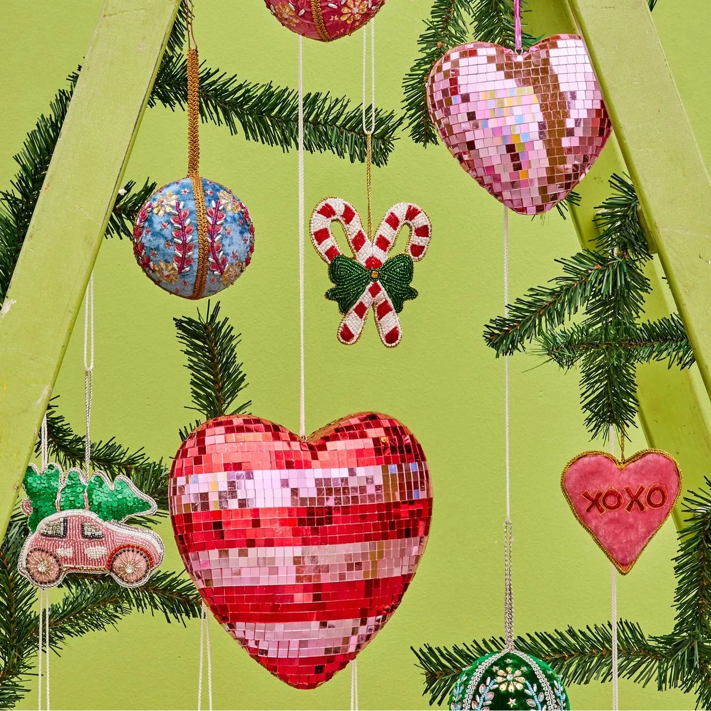 Coeur Disco Rose et Rouge Large