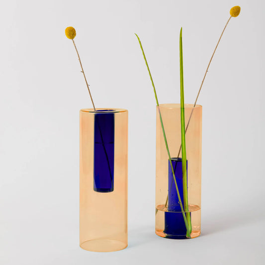 Vase Réversible Pêche et Cobalt