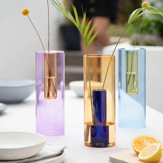 Vase Réversible Pêche et Cobalt