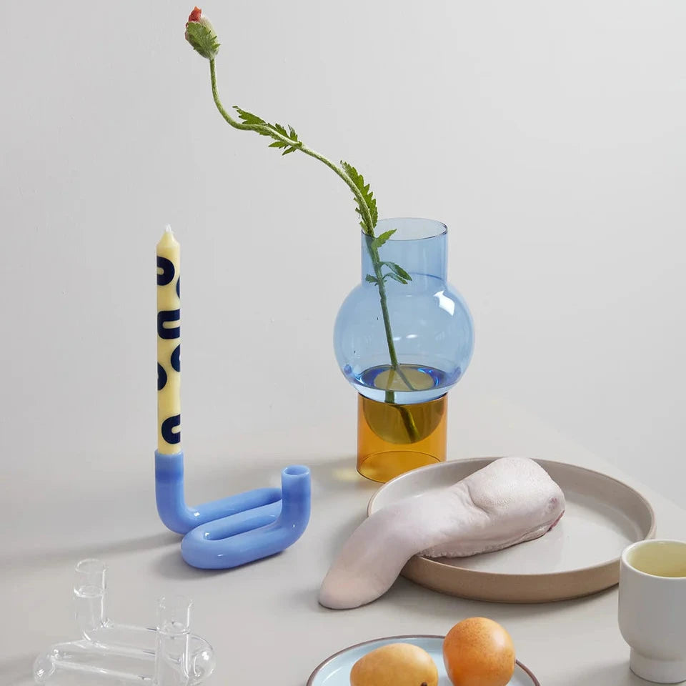 Vase Bubble Tube Large Bleu et Jaune